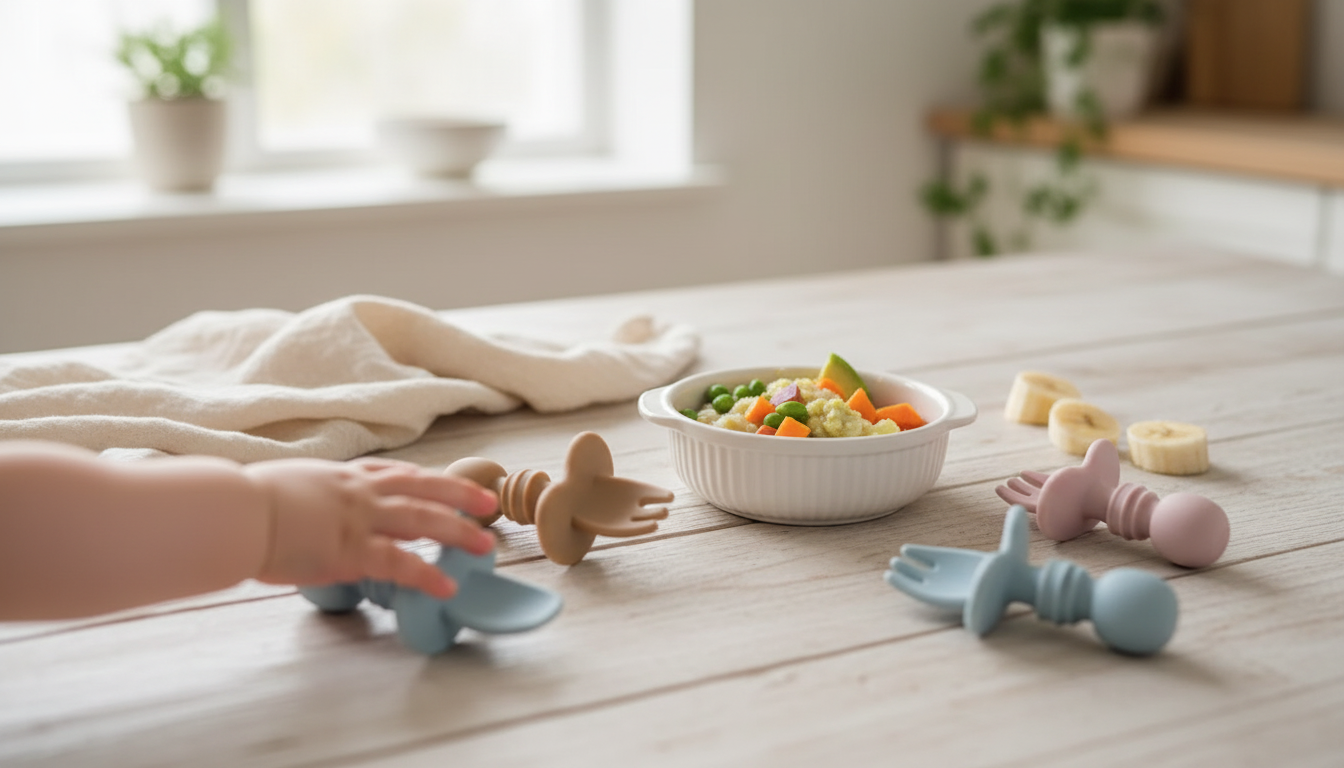 Silicone Baby Fork & Spoon Set for Easy Self-Feeding